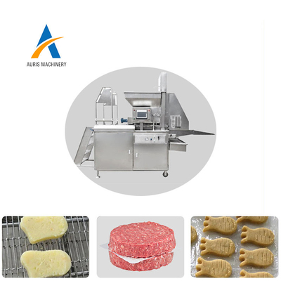 Hühnernuggets und Rindfleischburger, der das rohe Pastetchen der industriellen automatischen Fleischsteak-Presse bildet Brotherstellungsmaschine verarbeitet