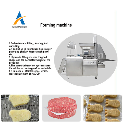 Hühnernuggets und Rindfleischburger, der das rohe Pastetchen der industriellen automatischen Fleischsteak-Presse bildet Brotherstellungsmaschine verarbeitet