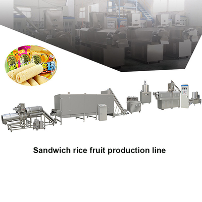 Schokoladen-Marmeladen-Erdnussbutter-Sandwich-Kern füllte Reis-Cracker luftgestoßene Snack-Food-Fertigungsstraße-Verarbeitungs-Ausrüstung